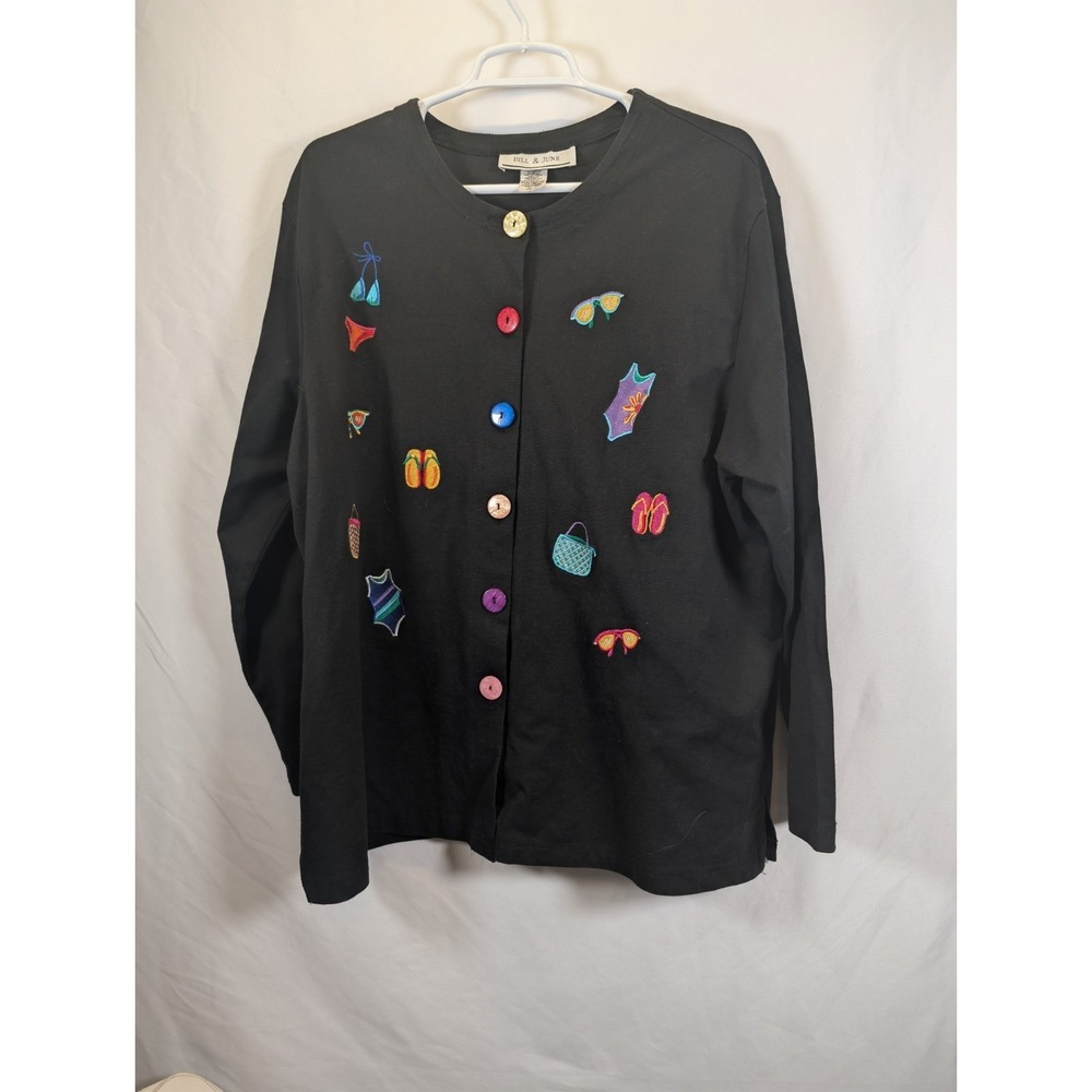 Vintage Beach Themed Embroidered Womens Plus Size 3x Not‎ Michael Simon Buttons